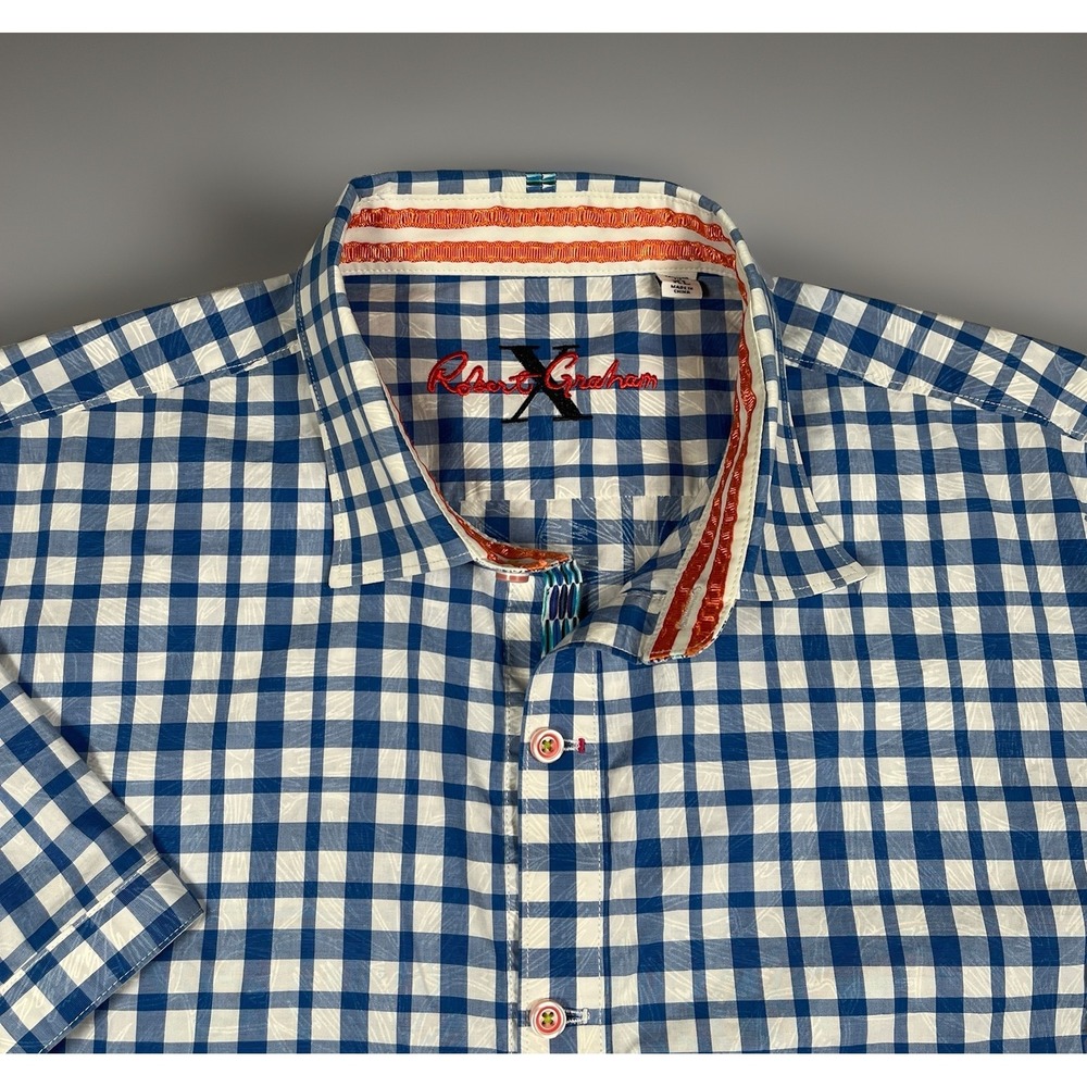 Robert Graham X‎ Collection Shirt Mens XL Tailored Fit Check/Floral Print *EUC
